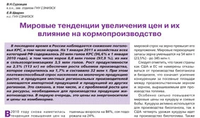 Мировые тенденции увеличения цен и их влияние на кормопроизводство